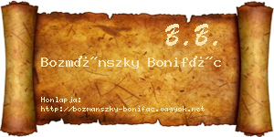 Bozmánszky Bonifác névjegykártya